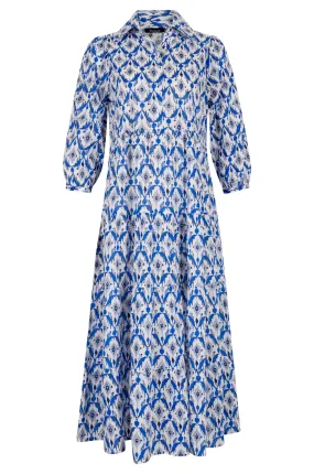 100% Cotton Dress with collar | BLUE TILE | 8374AR