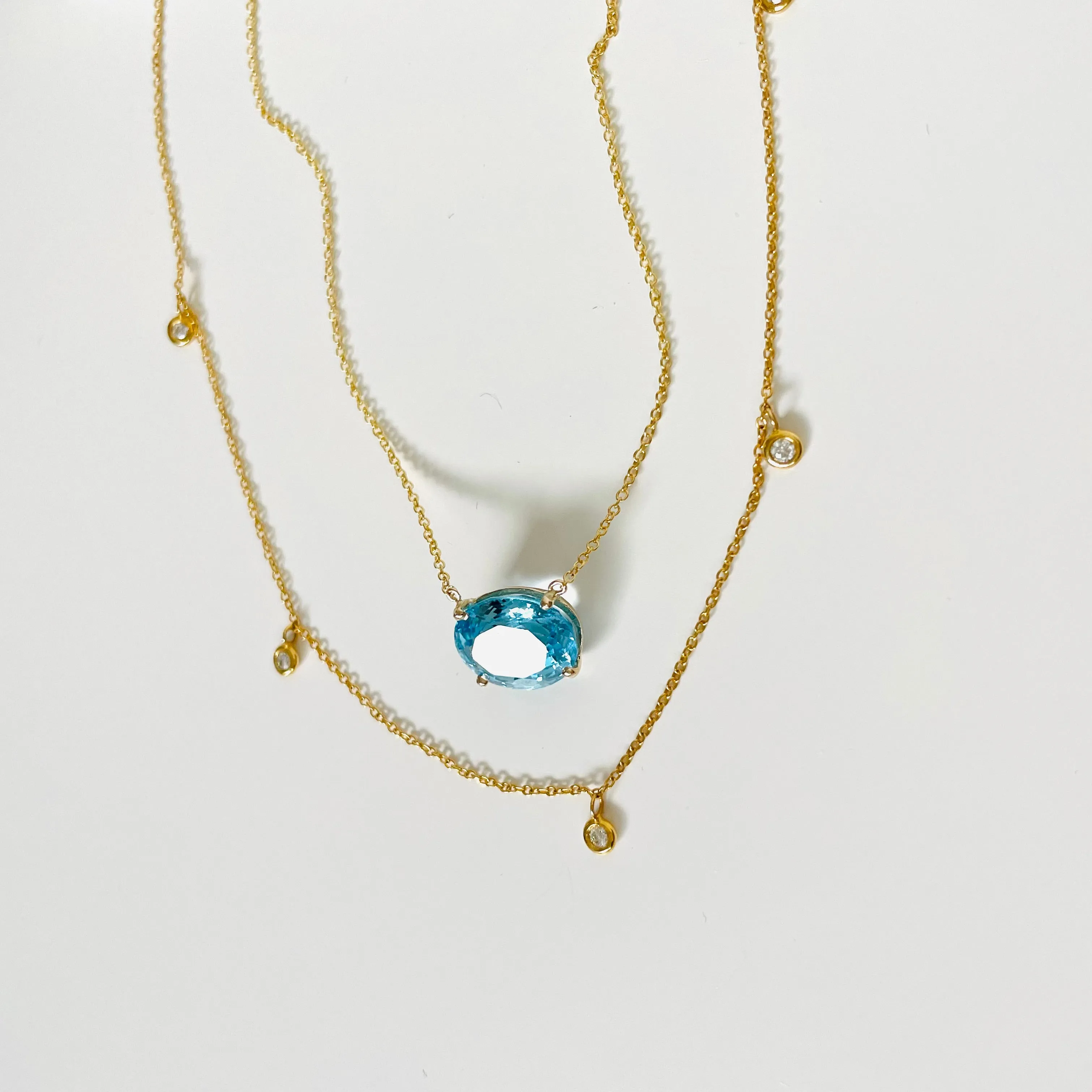 14K Forthright Blue Topaz Necklace