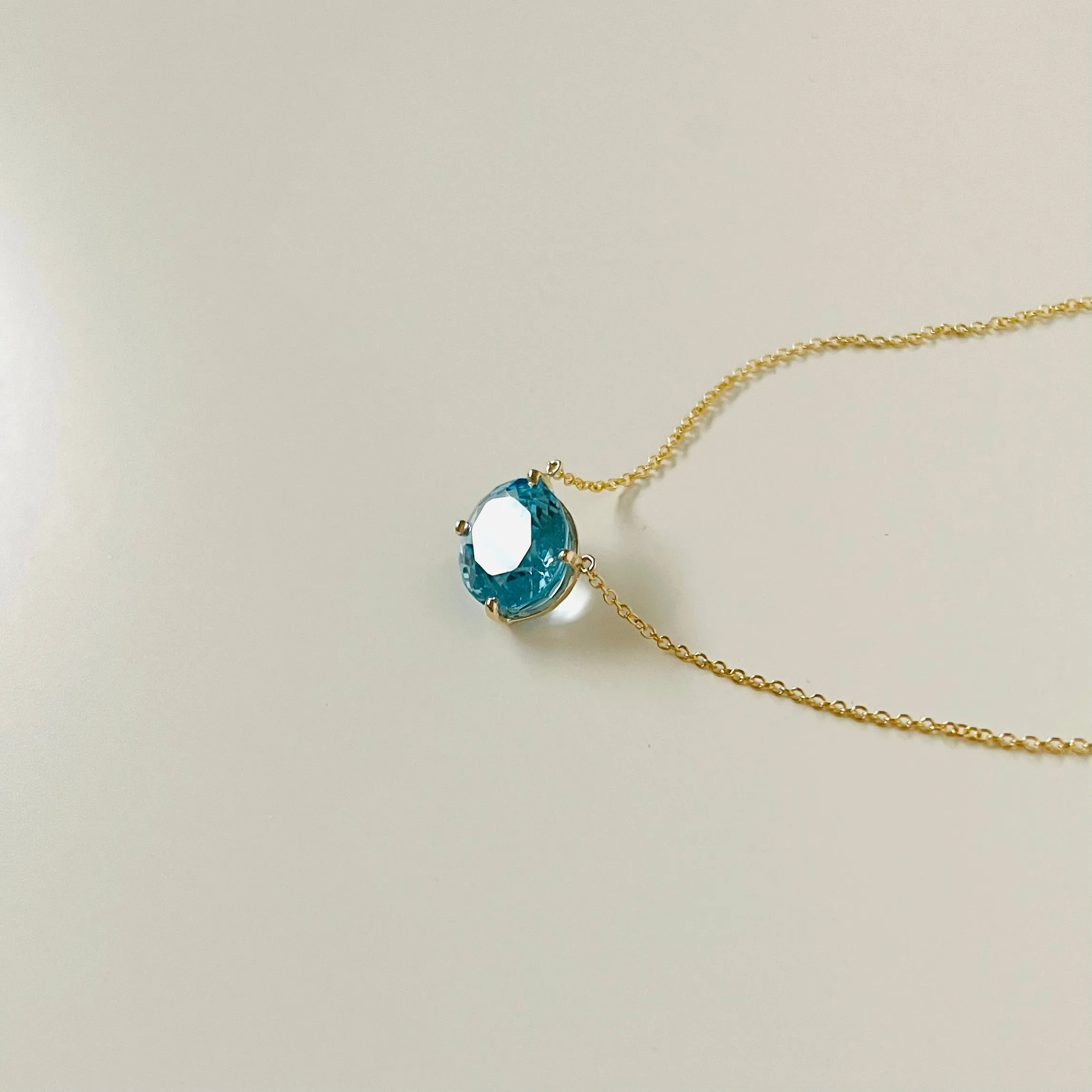 14K Forthright Blue Topaz Necklace