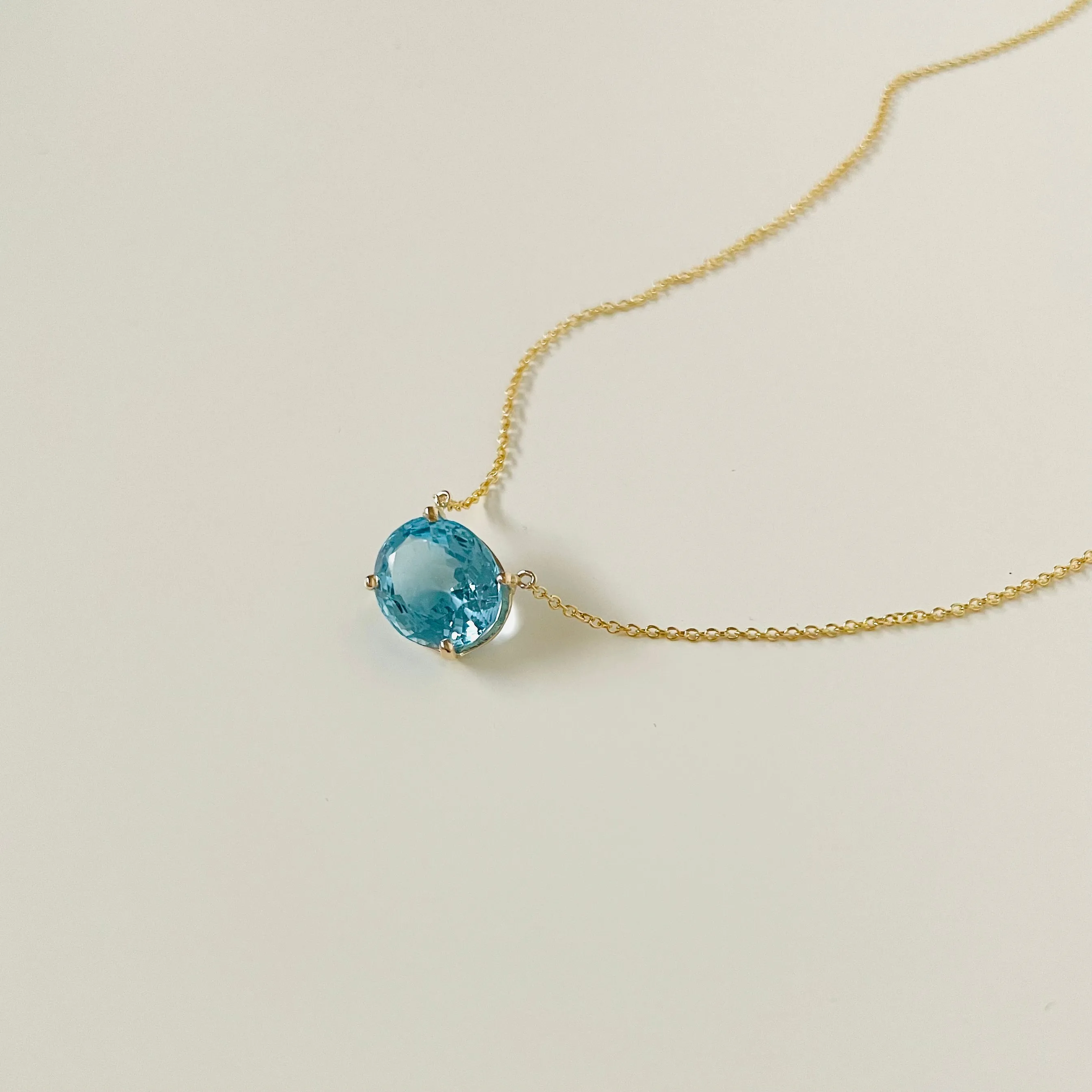 14K Forthright Blue Topaz Necklace