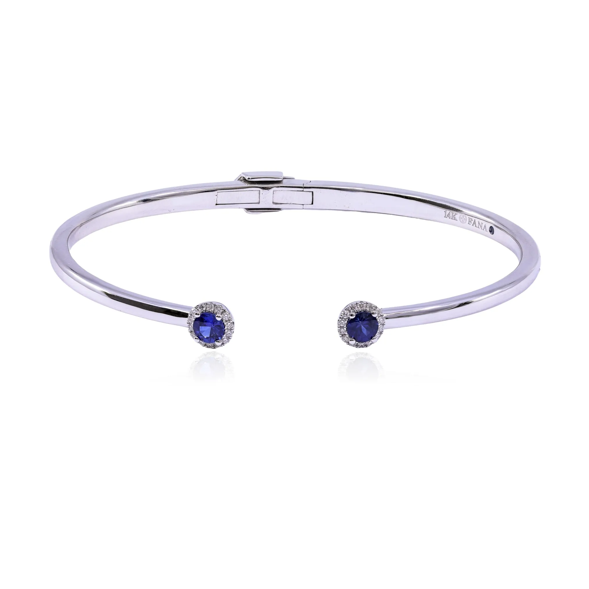 14K WHITE GOLD SAPPHIRE DIAMOND CUFF BRACELET