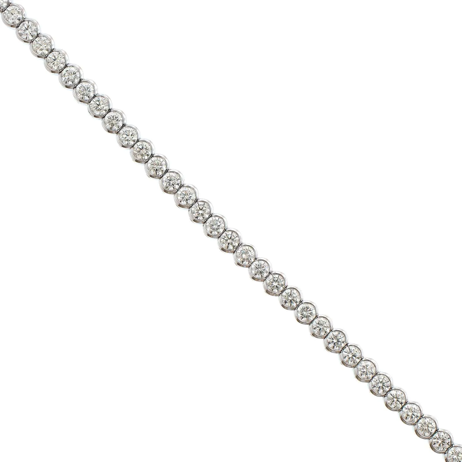 18K White Gold Bezel Set Diamond Tennis Bracelet