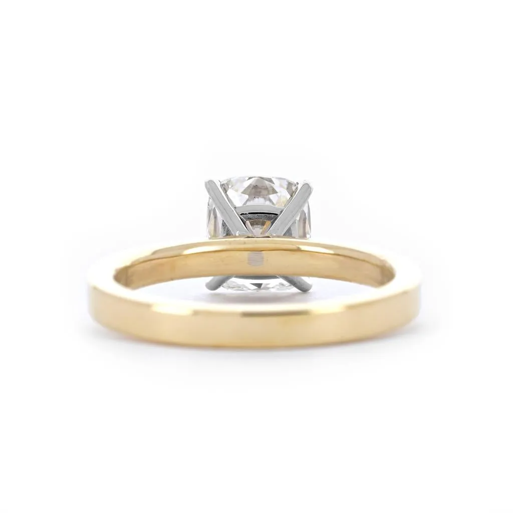 2.02ctw Cushion Solitaire Diamond Engagement Ring, 2.5mm - 14K Multi-Tone Gold