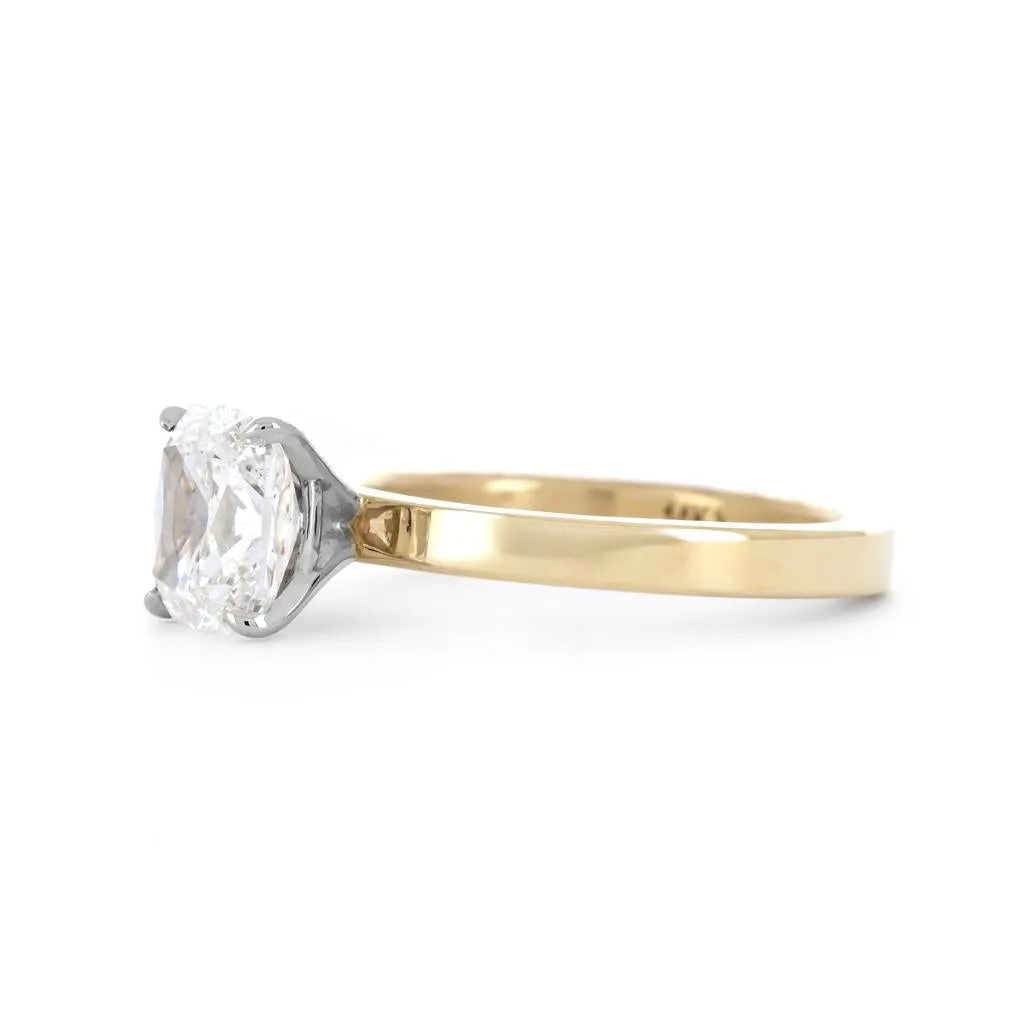 2.02ctw Cushion Solitaire Diamond Engagement Ring, 2.5mm - 14K Multi-Tone Gold