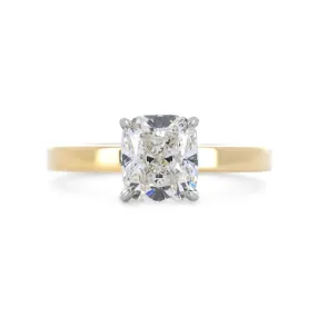 2.02ctw Cushion Solitaire Diamond Engagement Ring, 2.5mm - 14K Multi-Tone Gold