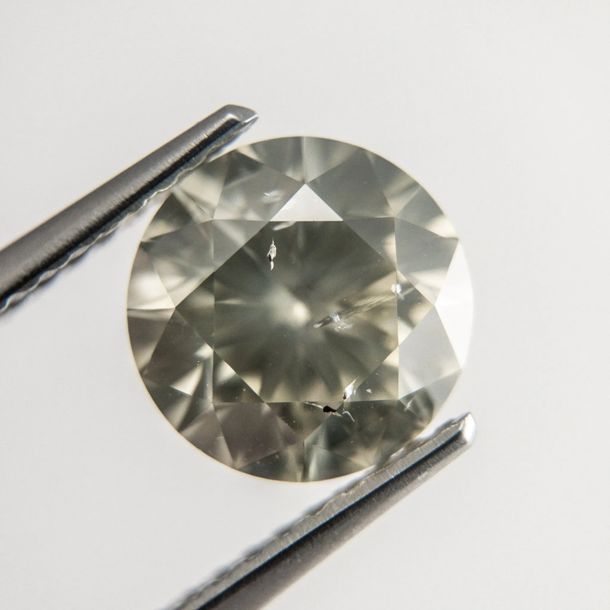 2.15ct 8.19x8.15x5.09mm Light Greyish Greenish Yellow Round Brilliant F-124- Dream Diam Exclusive