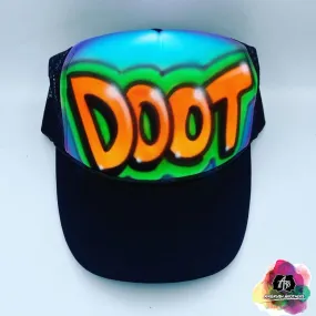 Airbrush Block Letter Hat Design