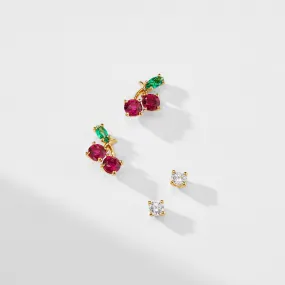 AJOA CHERRY SET OF STUD EARRINGS