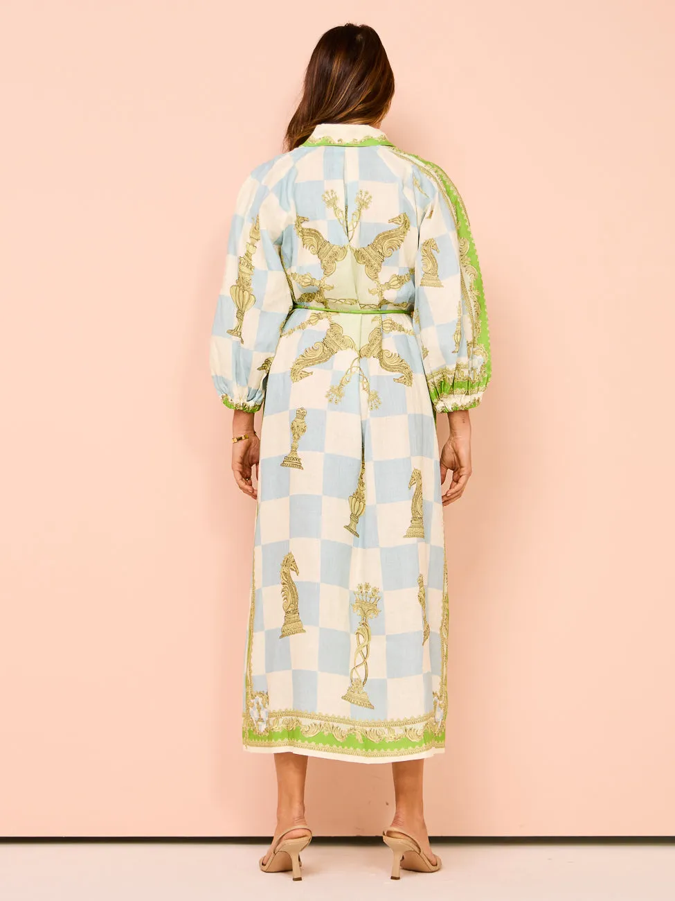 Alemais Checkmate Linen Shirtdress in Multi