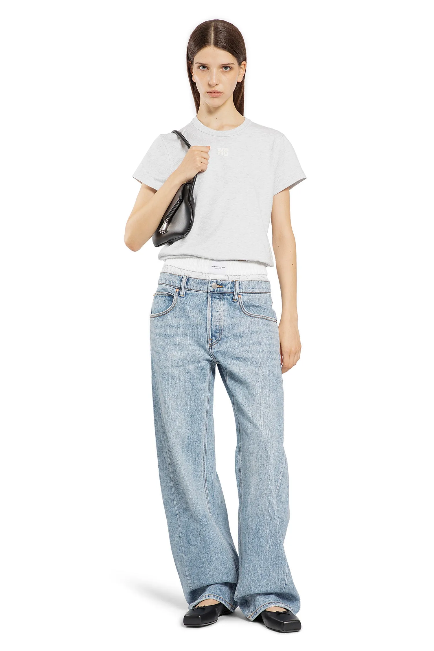 ALEXANDER WANG WOMAN GREY T-SHIRTS & TANK TOPS