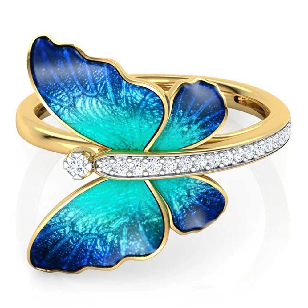 Amazing Gold Crystal Butterfly Ring