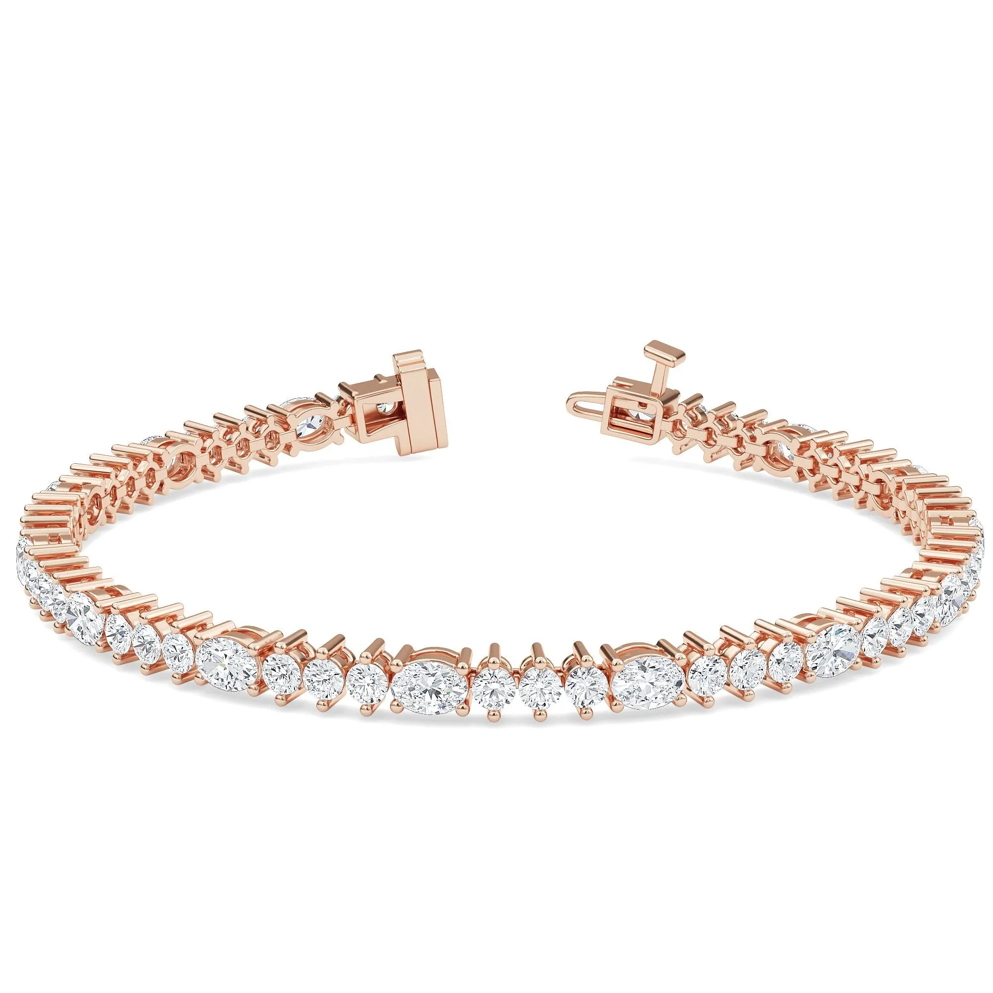 AUTRE - 14k Rose Gold 5.15ct Lab Grown Diamond Oval and Round Tennis Bracelet