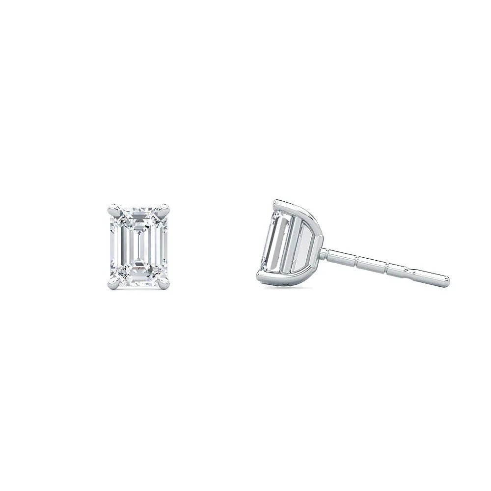 AUTRE - 14K White Gold 0.75ct Lab Grown Diamond Emerald Cut Stud Earrings