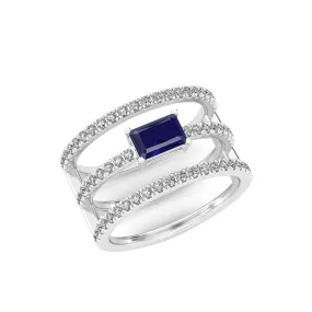 AUTRE -  14k White Gold 1.35ct Lab Grown Diamond and Sapphire Ring