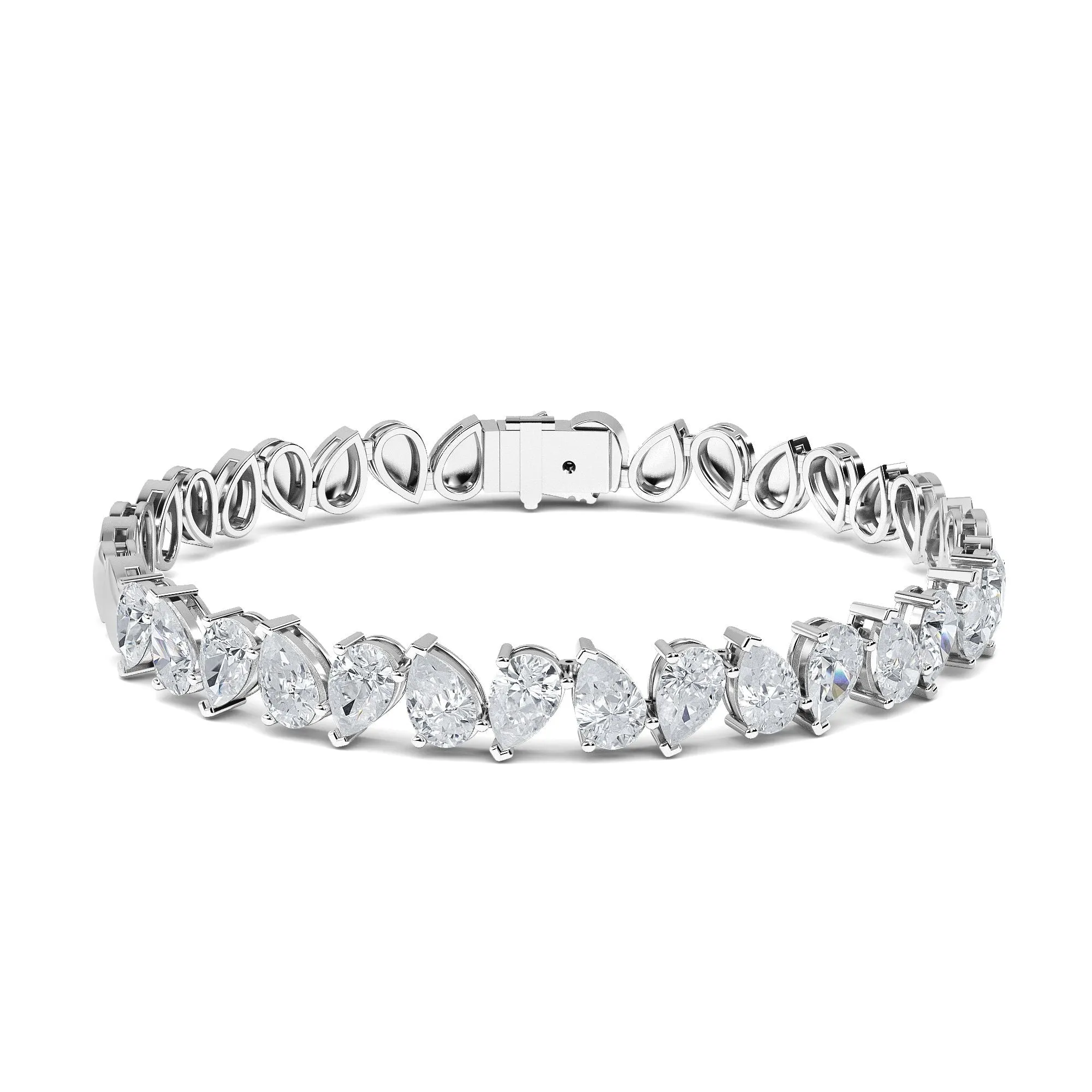 AUTRE - 14k White Gold 8.00ct Lab Grown Diamond Pear Shapes Tennis Bracelet