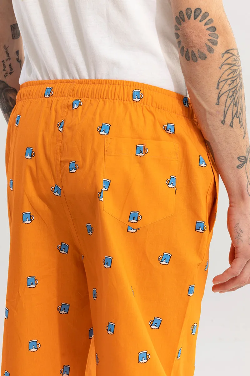 Beer Print Orange Pyjama