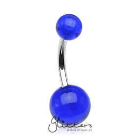 Blue Acrylic Balls Navel Ring