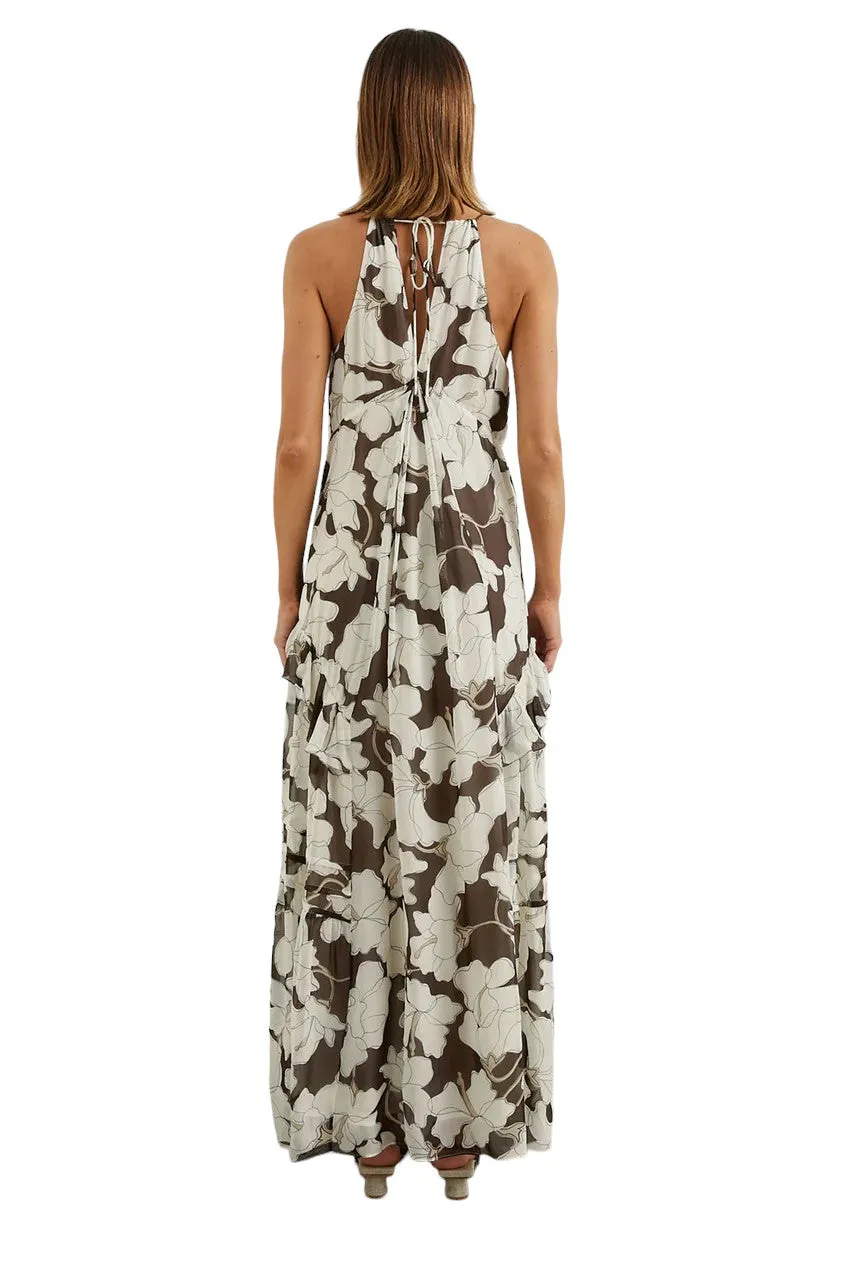 Boa Dress - Mocha Floral