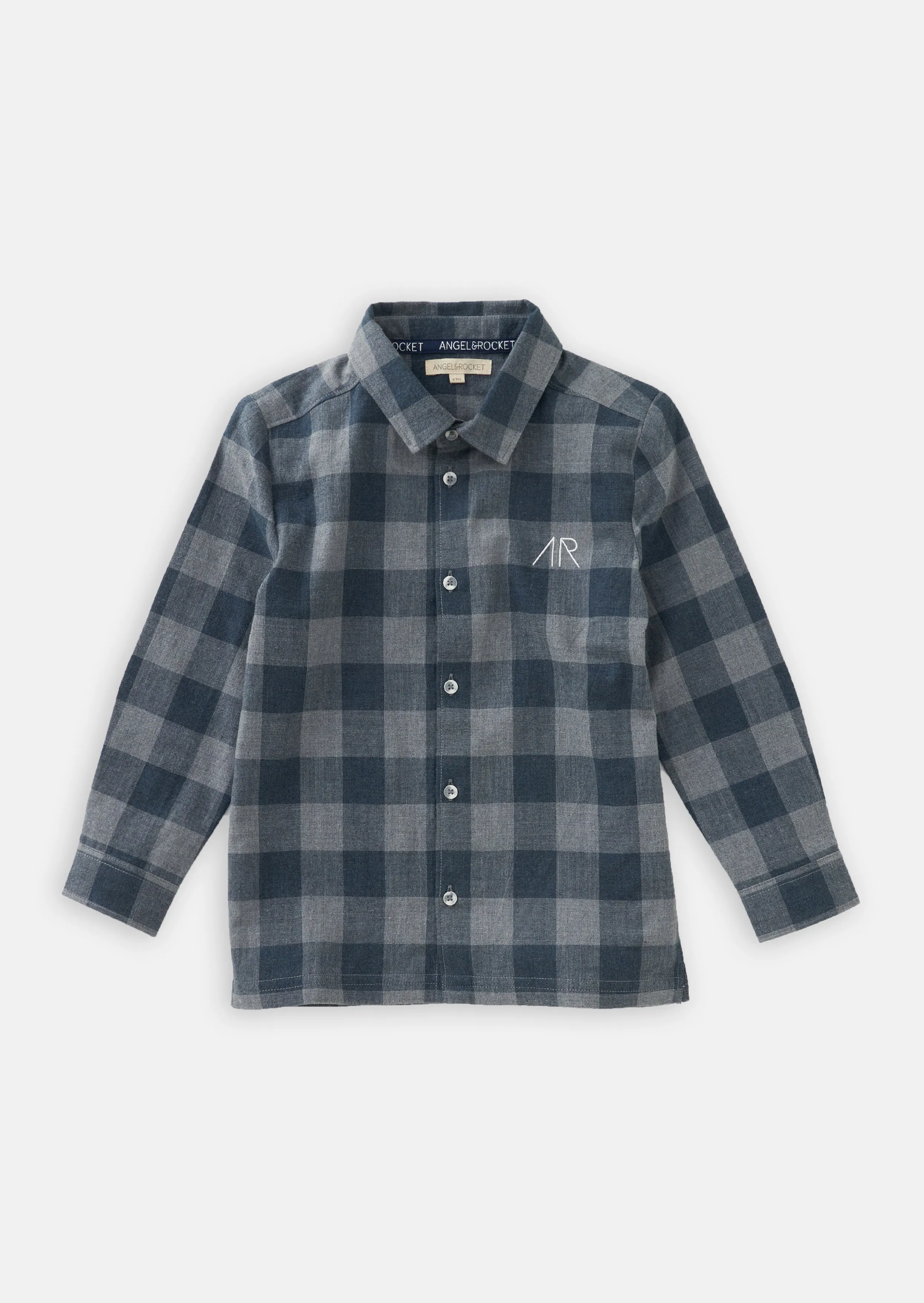 Boys Checked Full Sleeves Cotton Navy Shirt