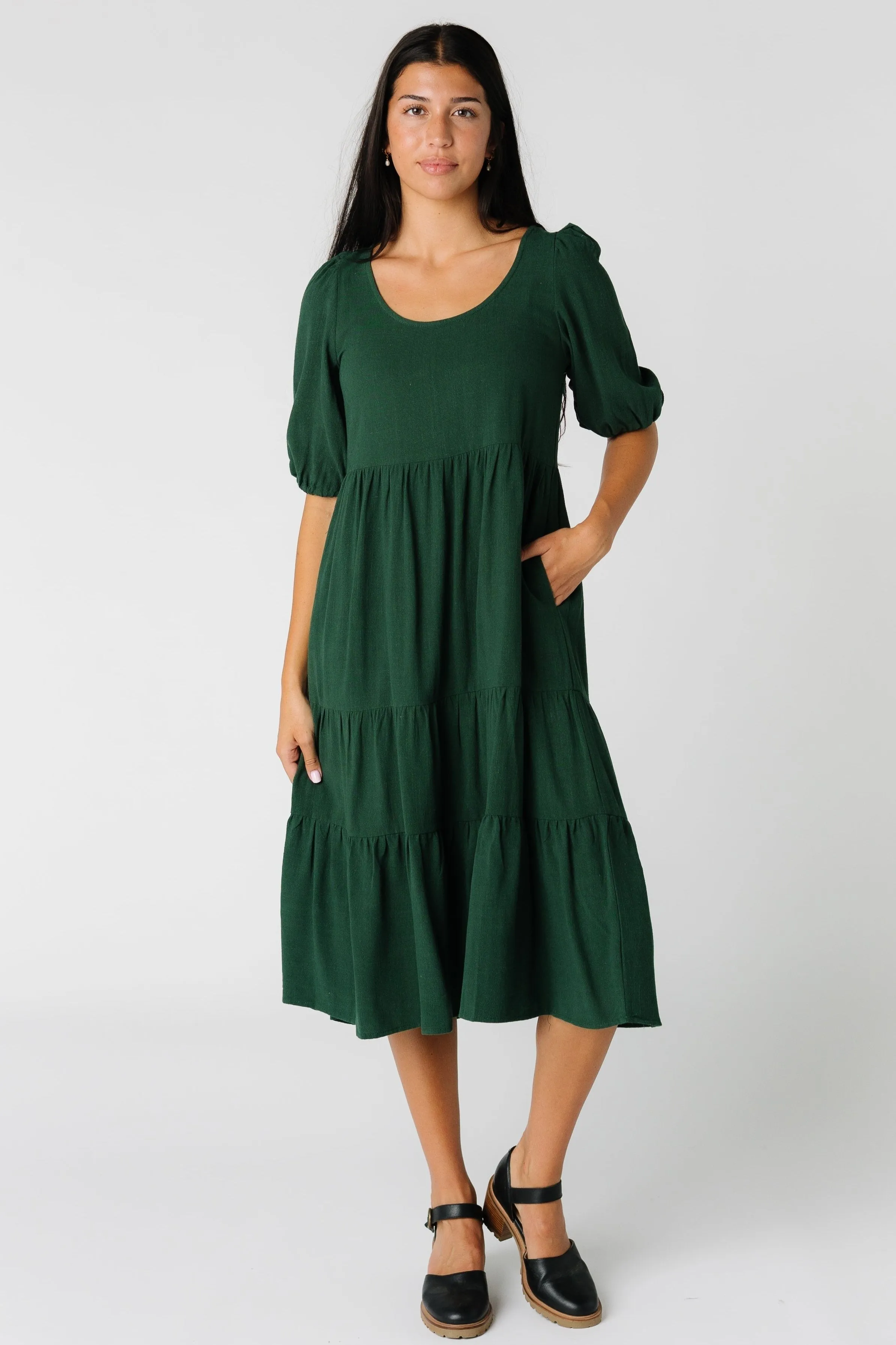 Brass & Roe Linen Scoop Neck Dress