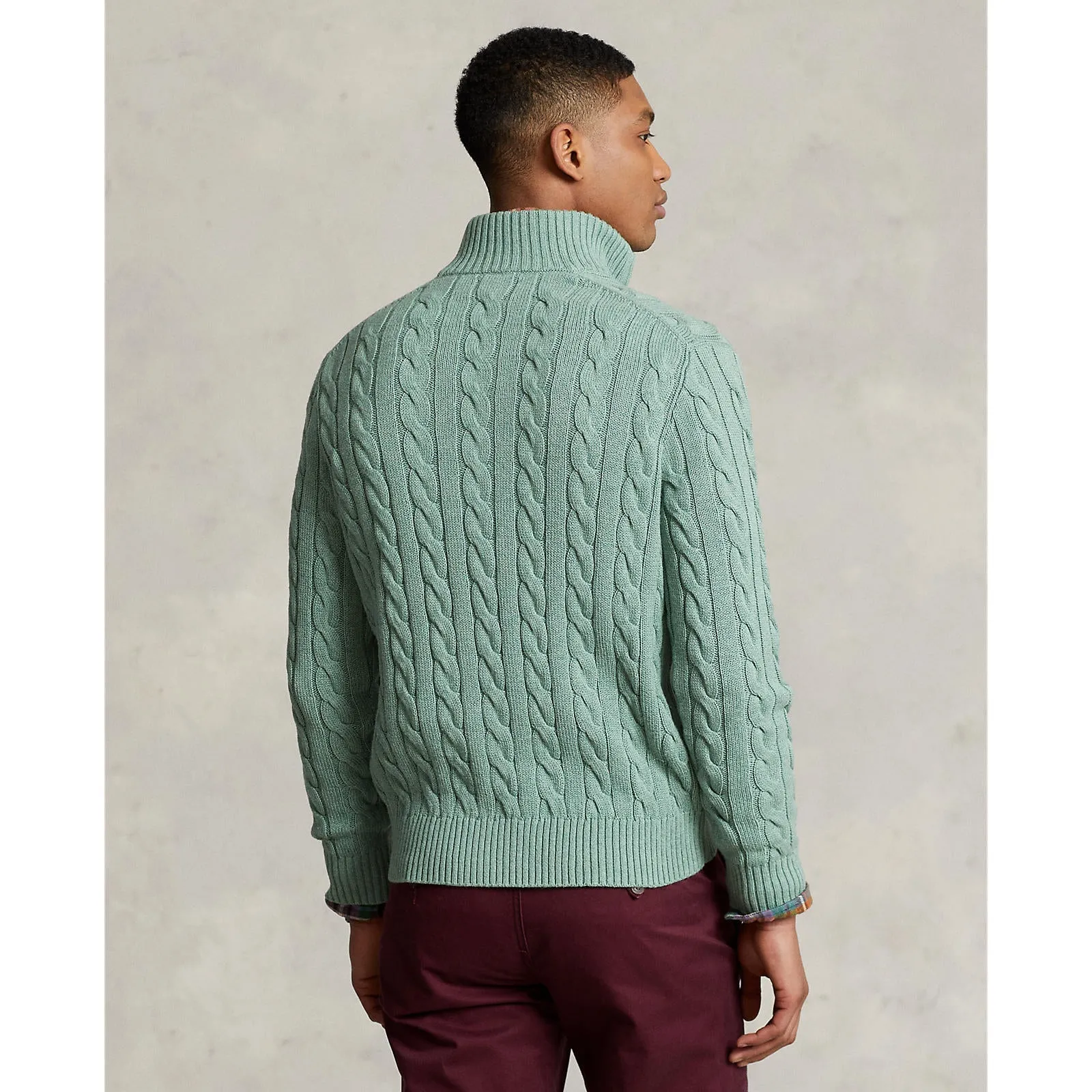 Cable Knit Cotton Sweater - Seafoam