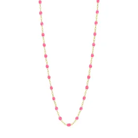 Classic Gigi Pink necklace, yellow gold, 16.5"