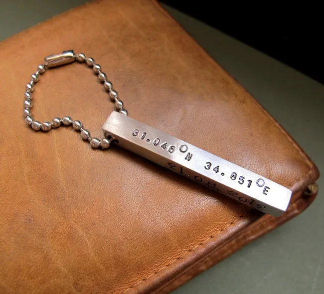 Coordinates Bar Keychain - Personalized Key Chain