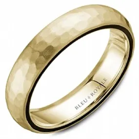 Crown Ring Gold Hammered Wedding Band