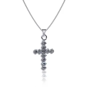 Crystal Cross Necklace - Silver