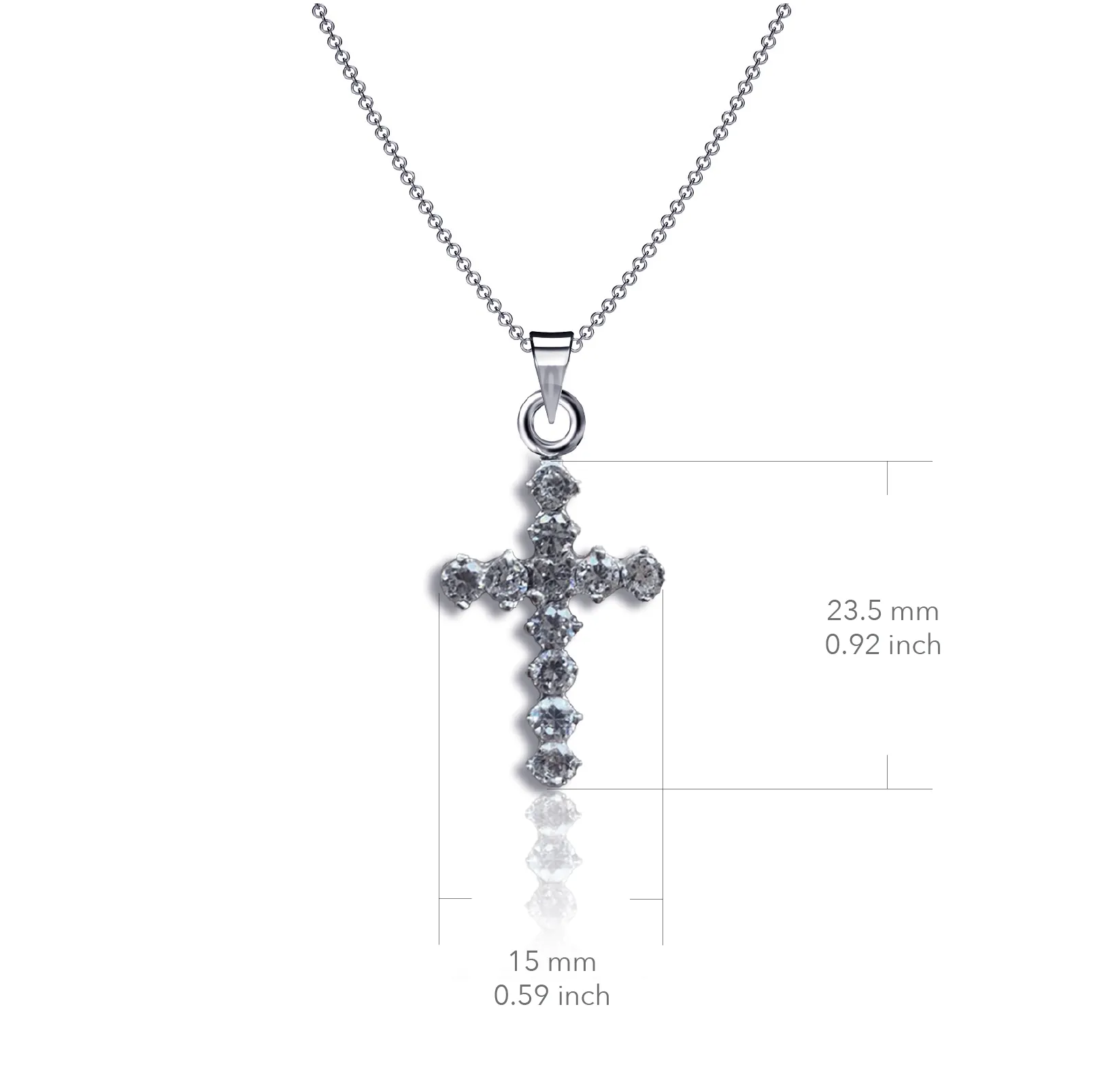 Crystal Cross Necklace - Silver