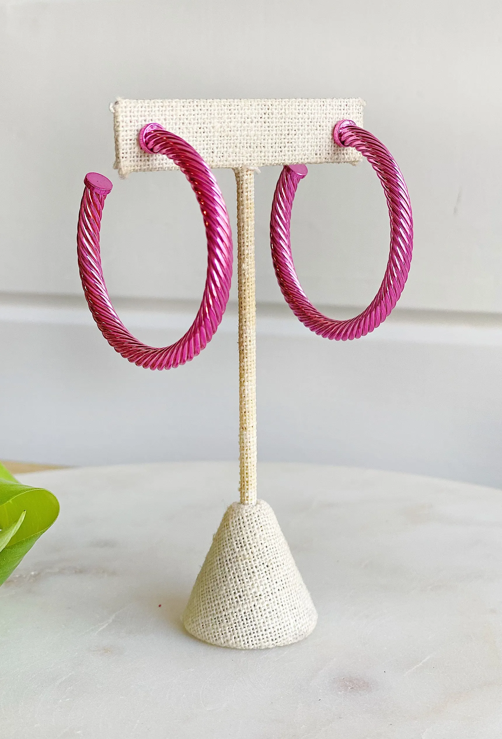 Delilah Hoop Earrings in Pink