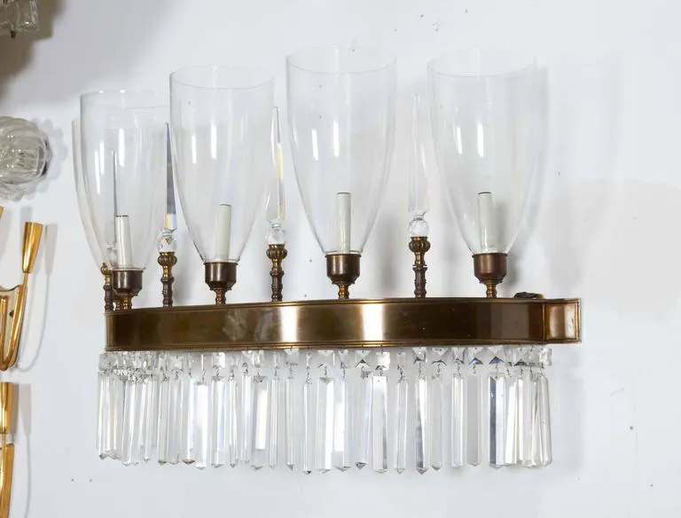 Demilune Wall Light with Crystal Trim