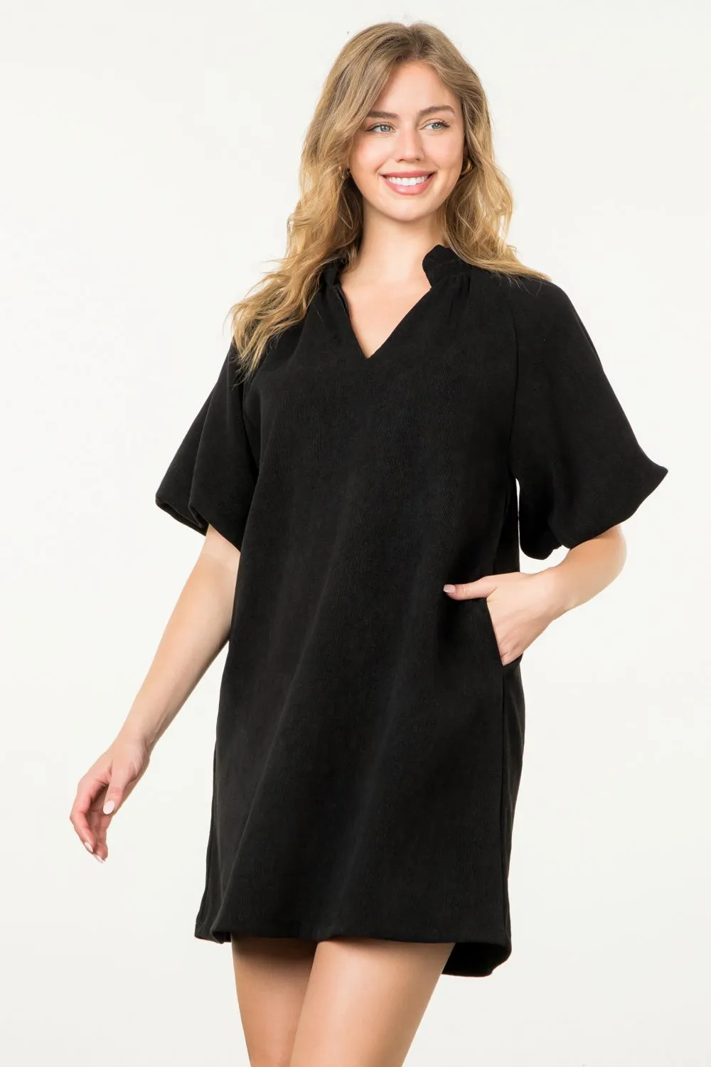 Ellie Puff Sleeve Corduroy THML Dress