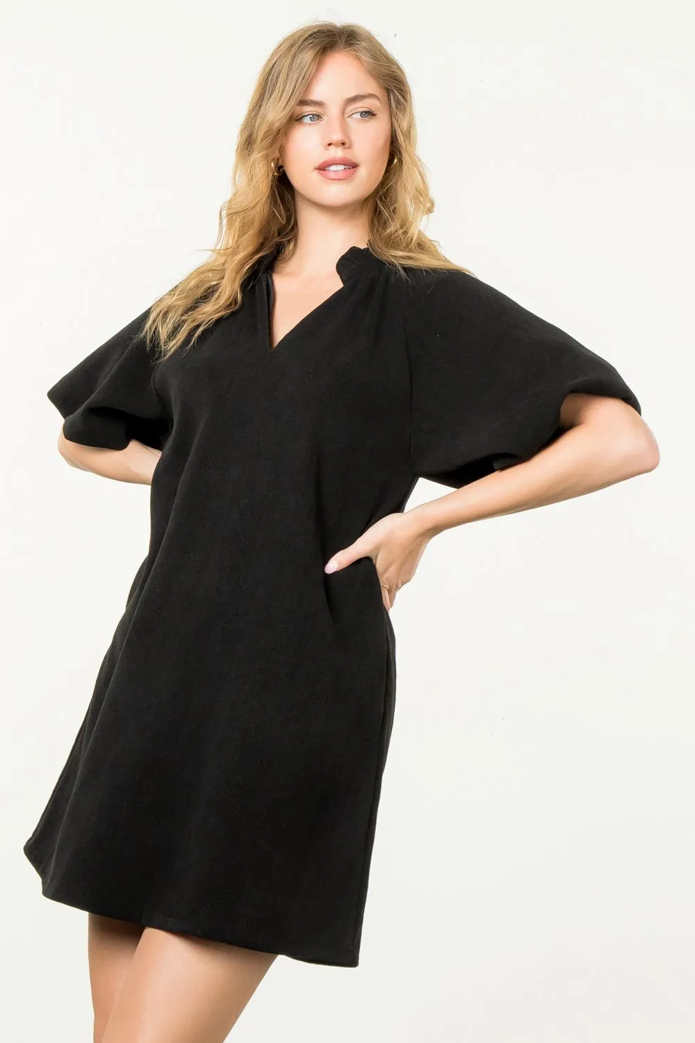 Ellie Puff Sleeve Corduroy THML Dress