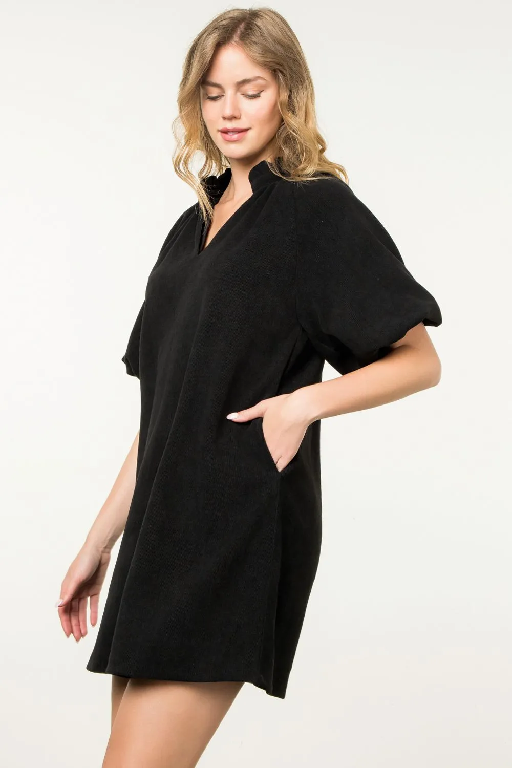 Ellie Puff Sleeve Corduroy THML Dress