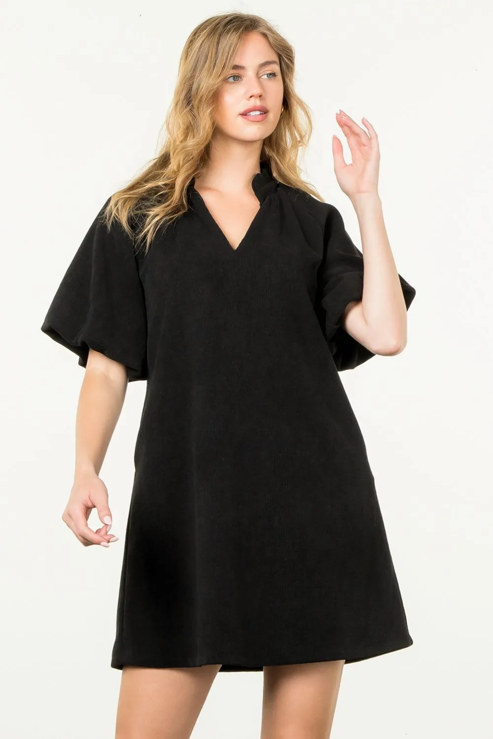 Ellie Puff Sleeve Corduroy THML Dress