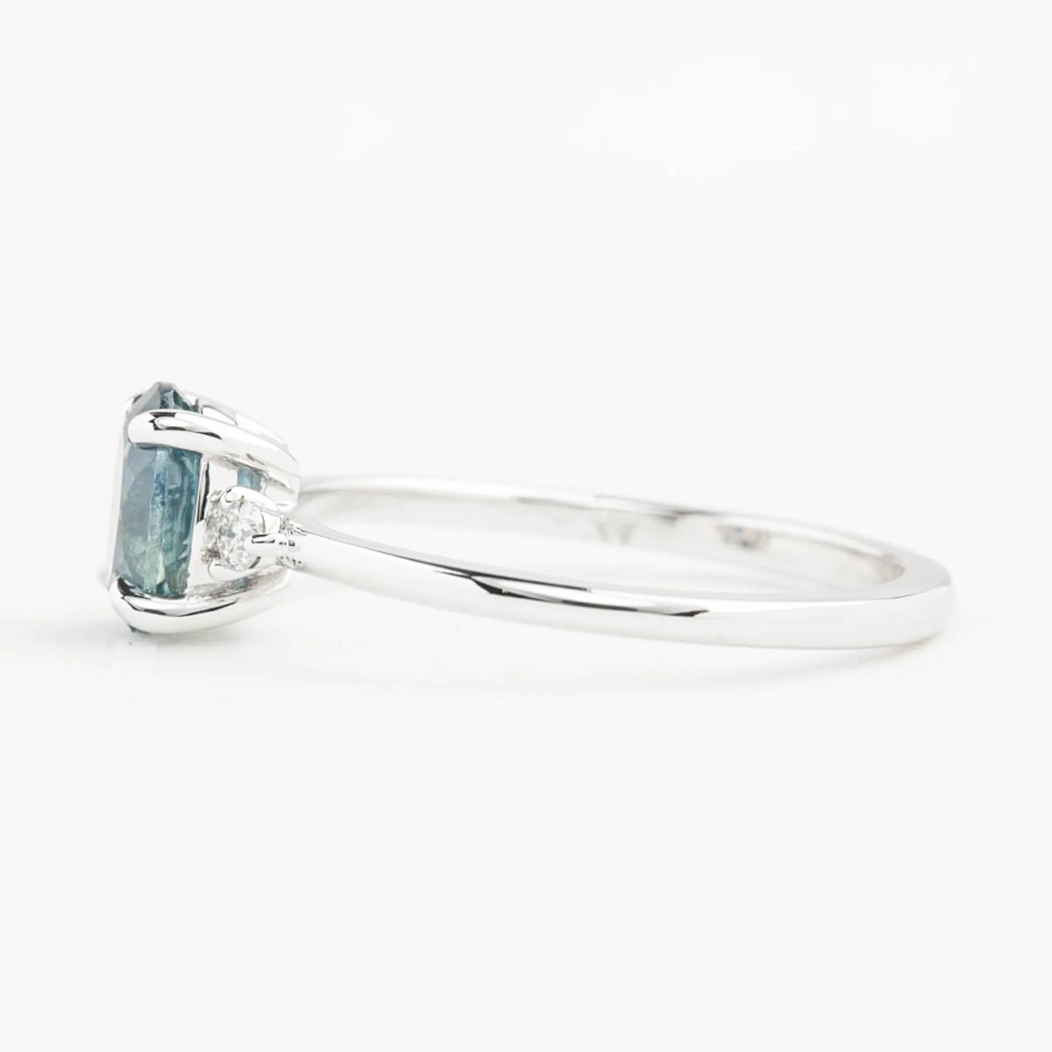 Emilie Ring 1.17ct Blue Montana Sapphire, 14K White Gold (One of a kind)