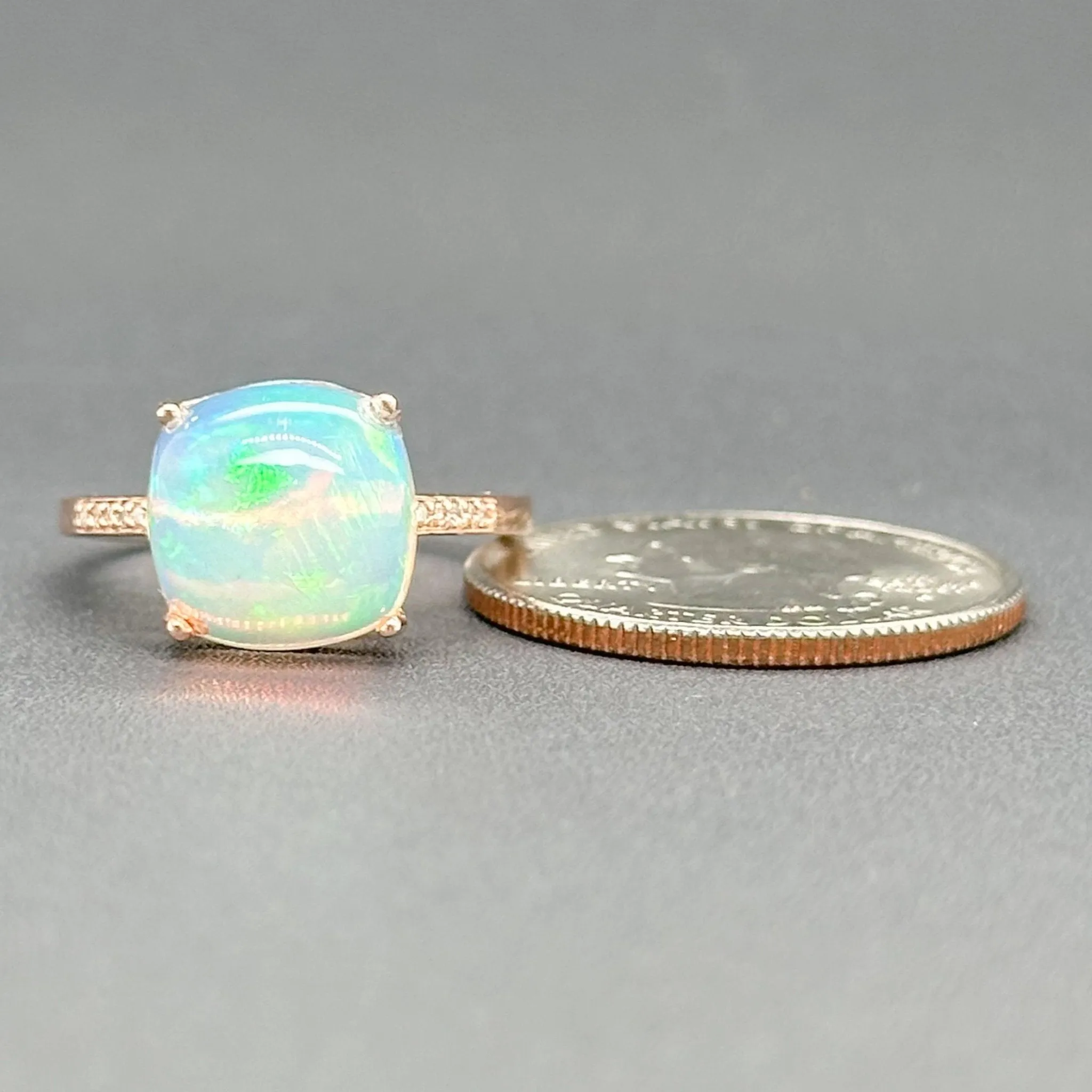 Estate Effy 14K R Gold 5.10ct Opal & 0.05ctw H-I/SI1-2 Diamond Ring