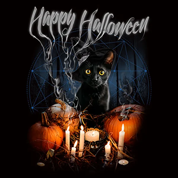 Happy Halloween Black Cat Custom T-Shirt