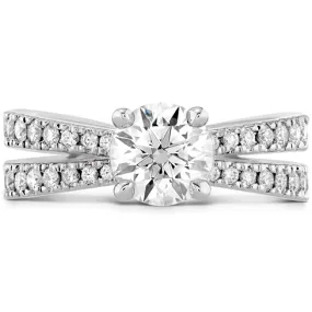 Hearts On Fire Destiny Split Shank Engagement Ring with Diamond Band