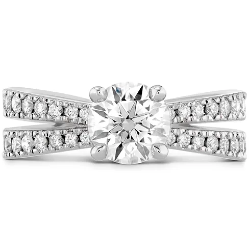 Hearts On Fire Destiny Split Shank Engagement Ring with Diamond Band