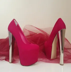 Hot Pink Platform -Silver High Heels