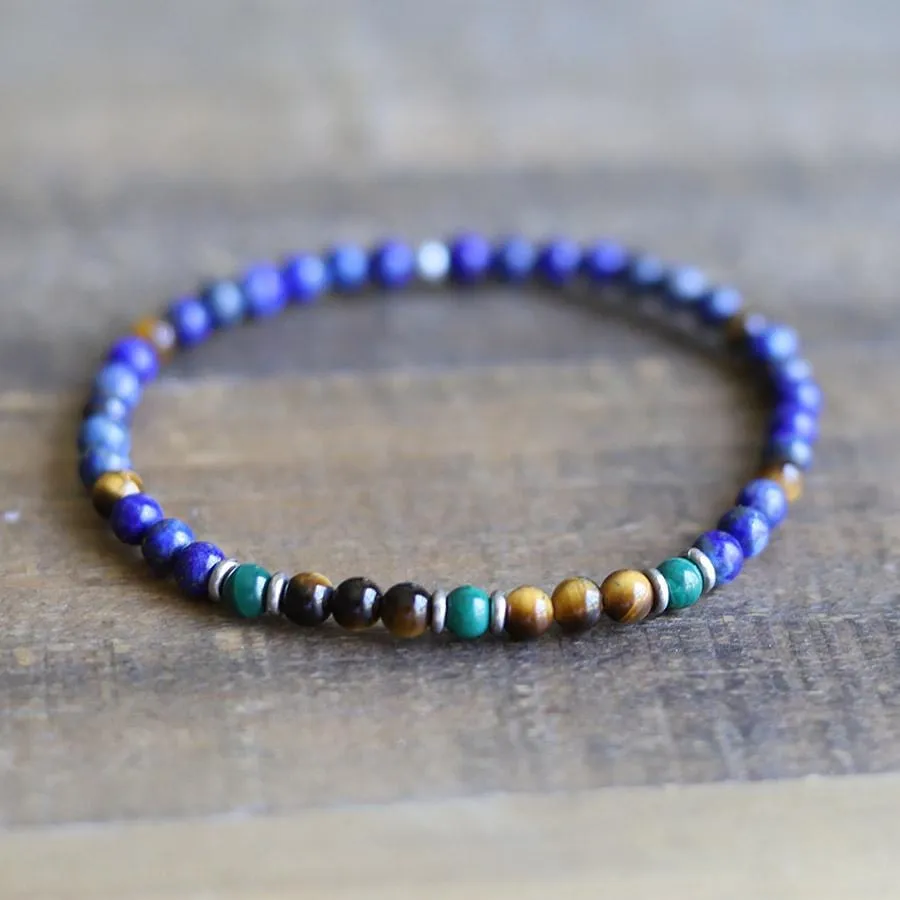 “Intuition and Prosperity” Lapis Lazuli and Tiger’s Eye Men's Bracelet