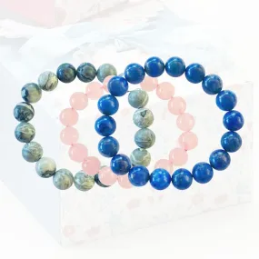 Jewelry to Bring Positivity: Lapis Lazuli, Jasper and Rose Quartz Bracelets