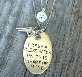 Johnny Cash Necklace, With Initial Necklace