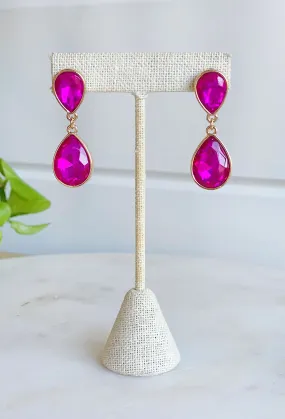 Leave A Little Sparkle Earrings in Fuchsia