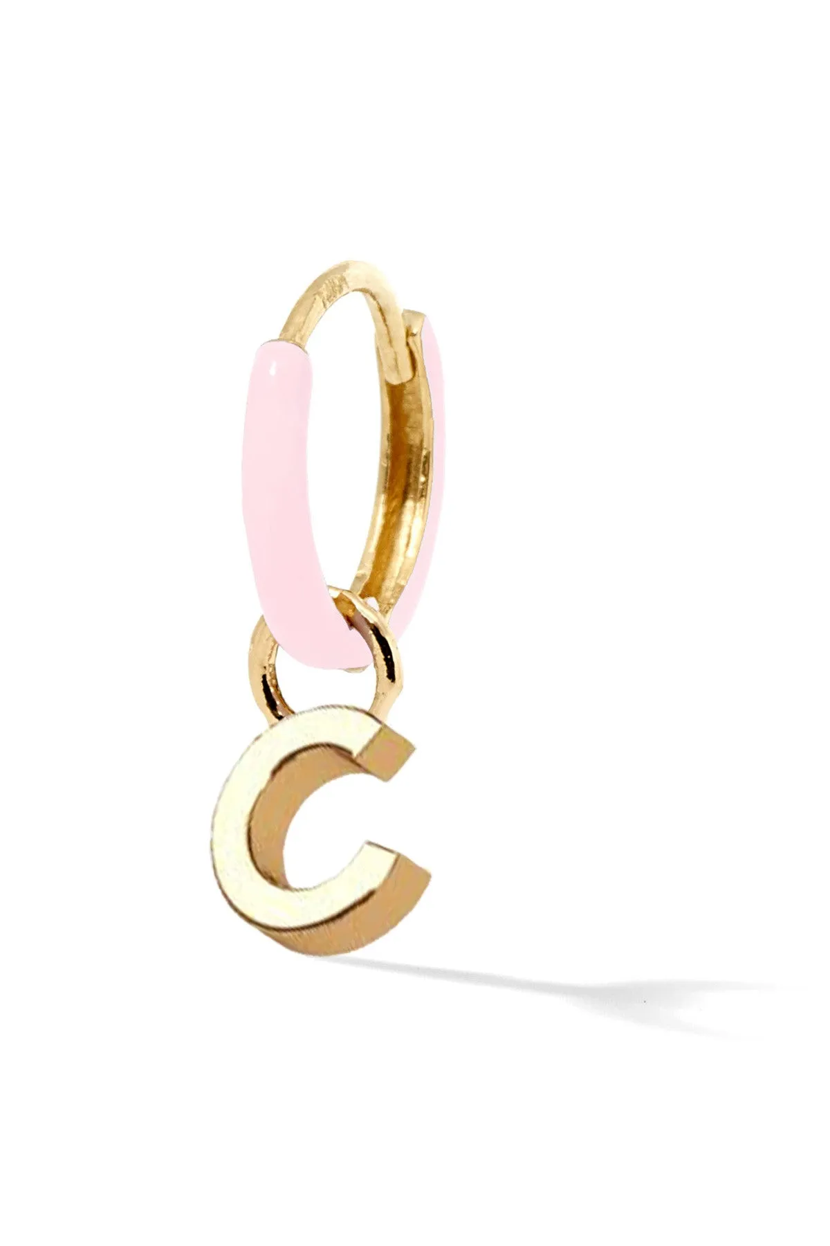 Letter Enamel Huggie - Rose Clair