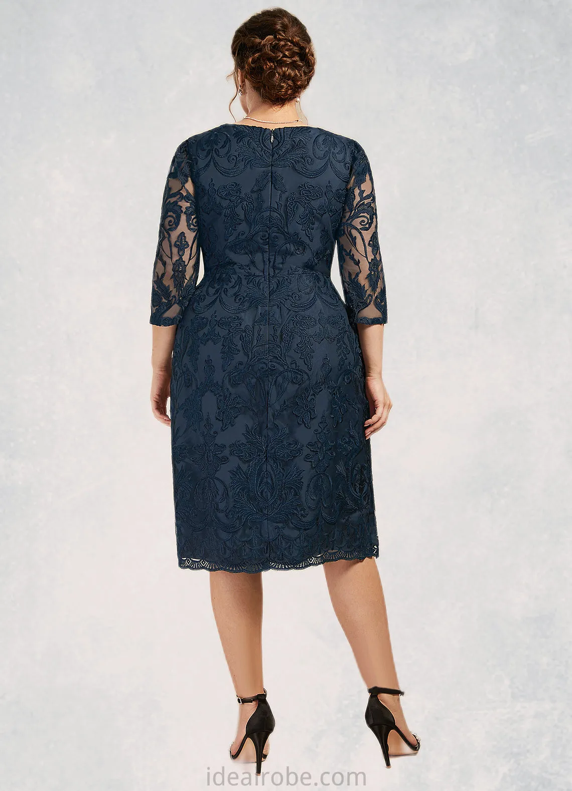 Maddison Sheath/Column Scoop Neck Knee-Length Lace Mother of the Bride Dress STK126P0014675