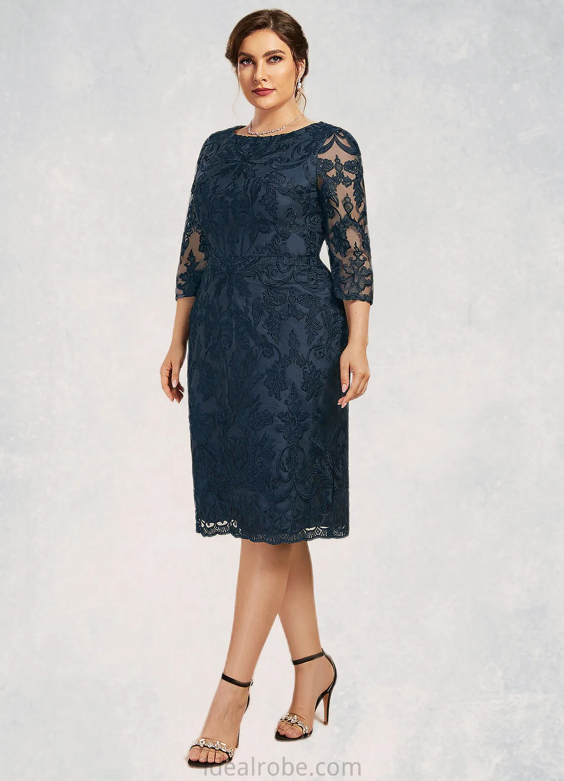 Maddison Sheath/Column Scoop Neck Knee-Length Lace Mother of the Bride Dress STK126P0014675