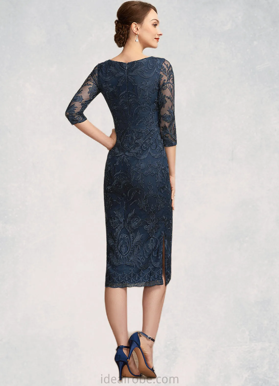 Maddison Sheath/Column Scoop Neck Knee-Length Lace Mother of the Bride Dress STK126P0014675